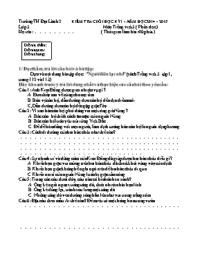 Đề kiểm tra cuối học kỳ I môn Tiếng Việt Lớp 3 - Trường TH Nguyễn Bá Ngọc